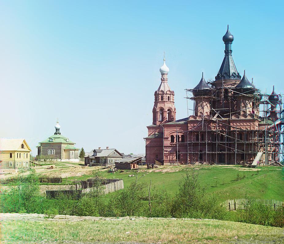 Строительство Спасо-Преображенского собора, фото С. М. Прокудина-Горского, 1910 г.